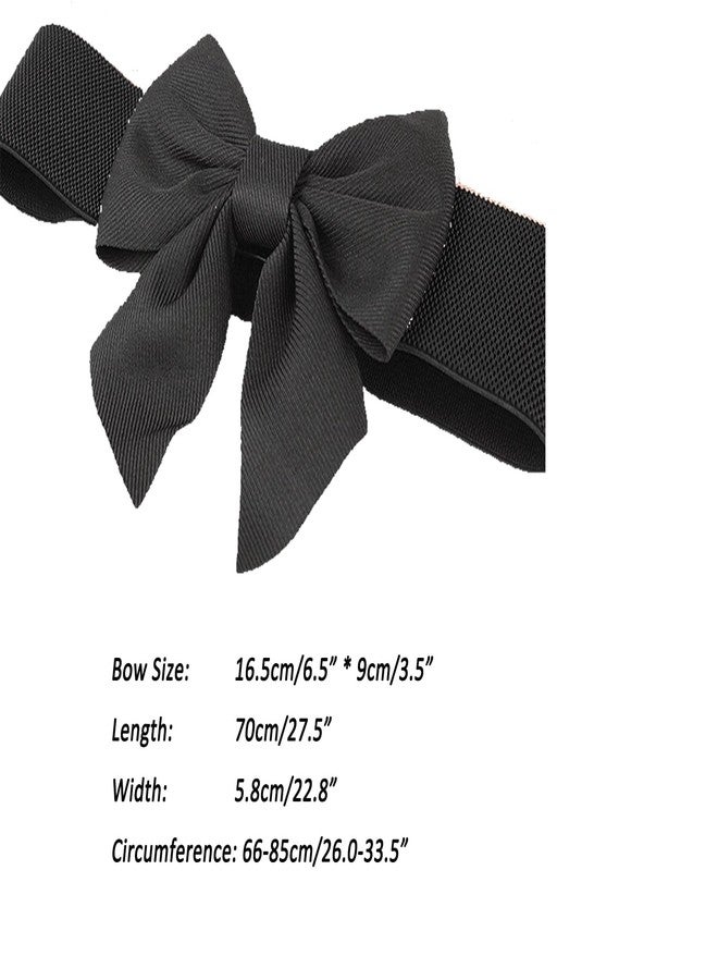 Vikodah Womens Vintage Wide Elastic-Waist-Belt with Bow Knot - Stretchy Wide Waistband Belts Corset Adorable Dress Accessory - Image 3